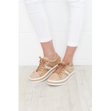 Pepe Camel Stripe Leather Sneaker