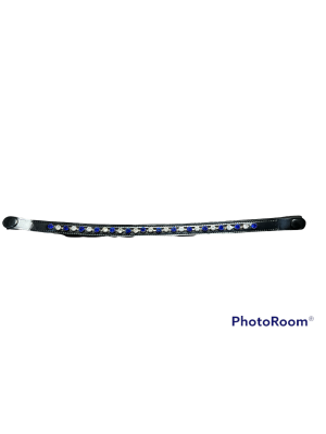 Blue and silver crystal browband with quick release buttons