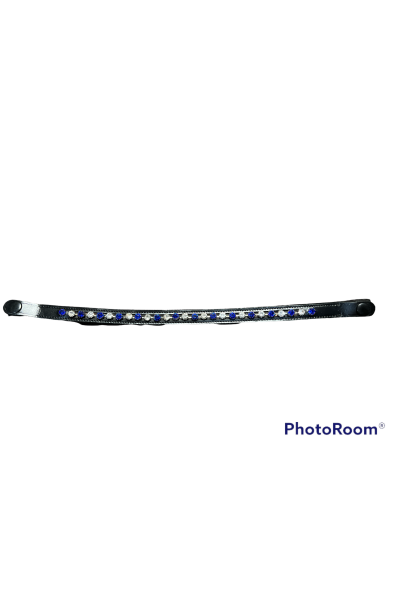 Blue and silver crystal browband with quick release buttons