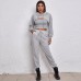 2022 European and American Cross border Women's Spring Hoodie Loose Vest Sweatpants Slow Running Three piece Set