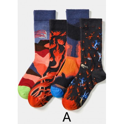 Simple Sports Street Print Cotton Crew Socks